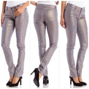 Alice and Olivia Metallic Distressed Jeans